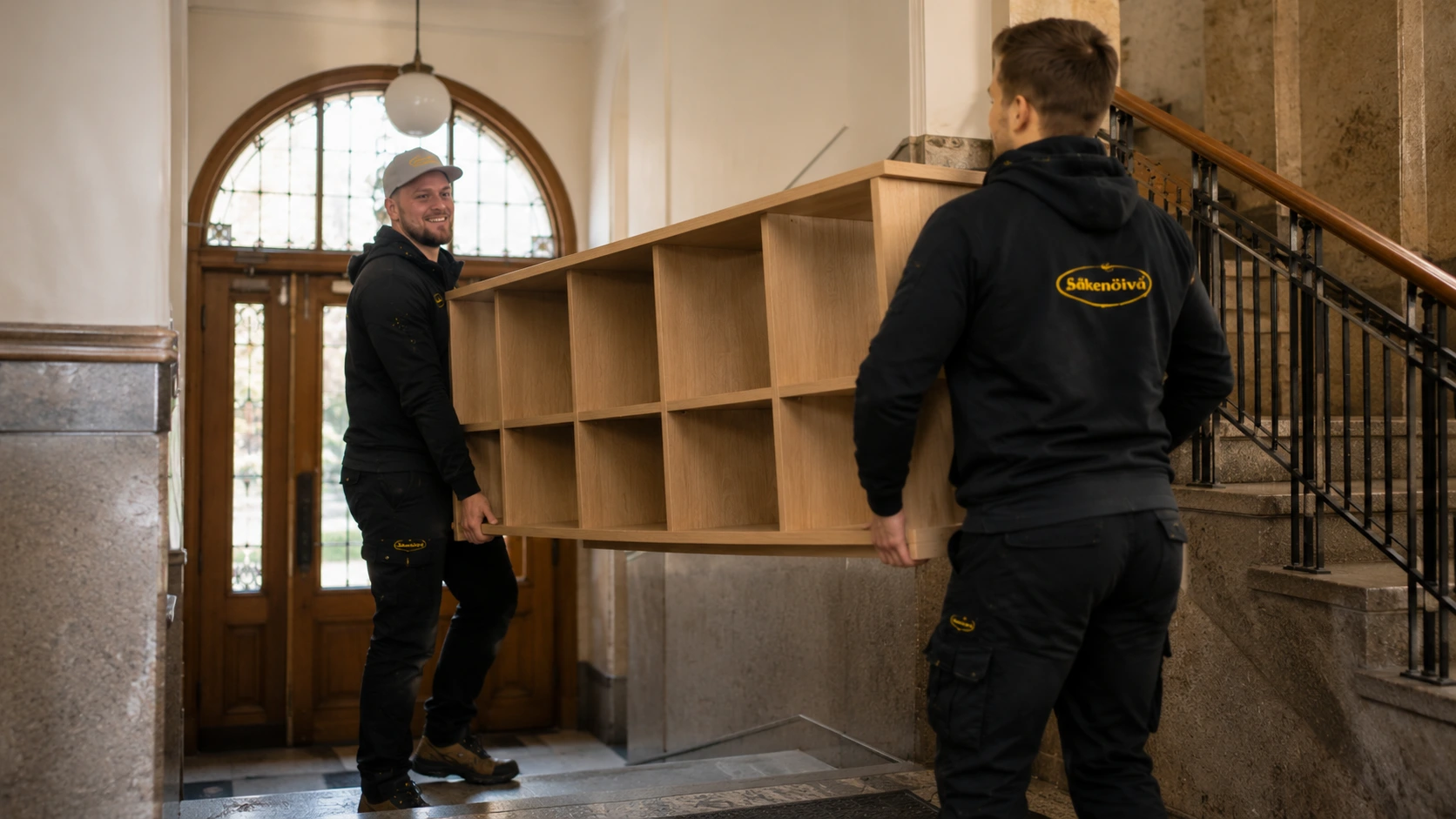 Muuttoapu Tampere sisältää huonekalujen kantamisen kerrostalosta muuttoautolle turvallisesti ja huolellisesti.